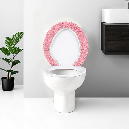 Chenille Elongated Toilet Seat Cover 19.5"x 15" Machine Washable