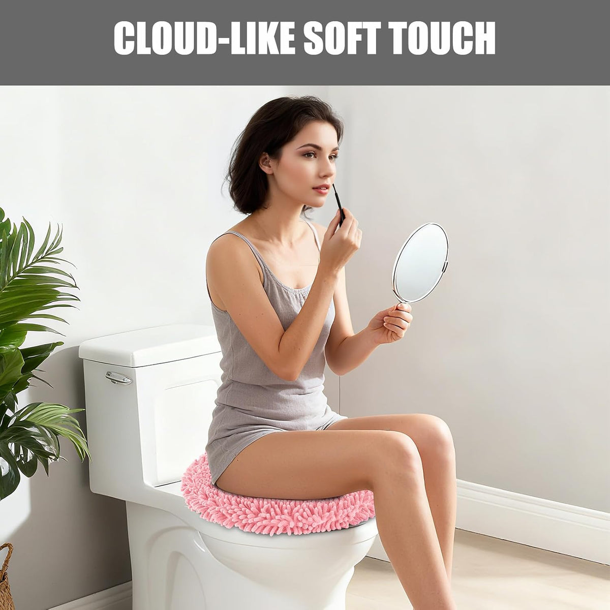 Chenille Elongated Toilet Seat Cover 19.5"x 15" Machine Washable