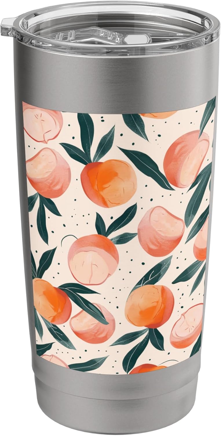 Minimalist Peach Fruit Pattern Art Stainless Steel Insulated Tumbler