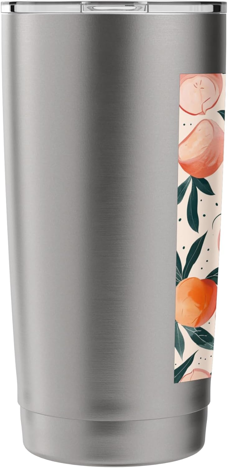 Minimalist Peach Fruit Pattern Art Stainless Steel Insulated Tumbler