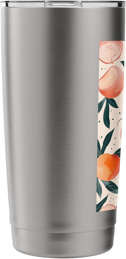 Minimalist Peach Fruit Pattern Art Stainless Steel Insulated Tumbler