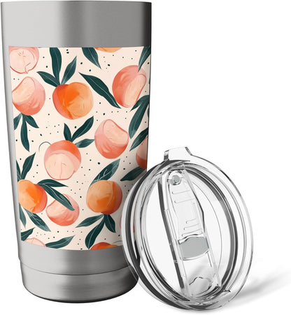 Minimalist Peach Fruit Pattern Art Stainless Steel Insulated Tumbler