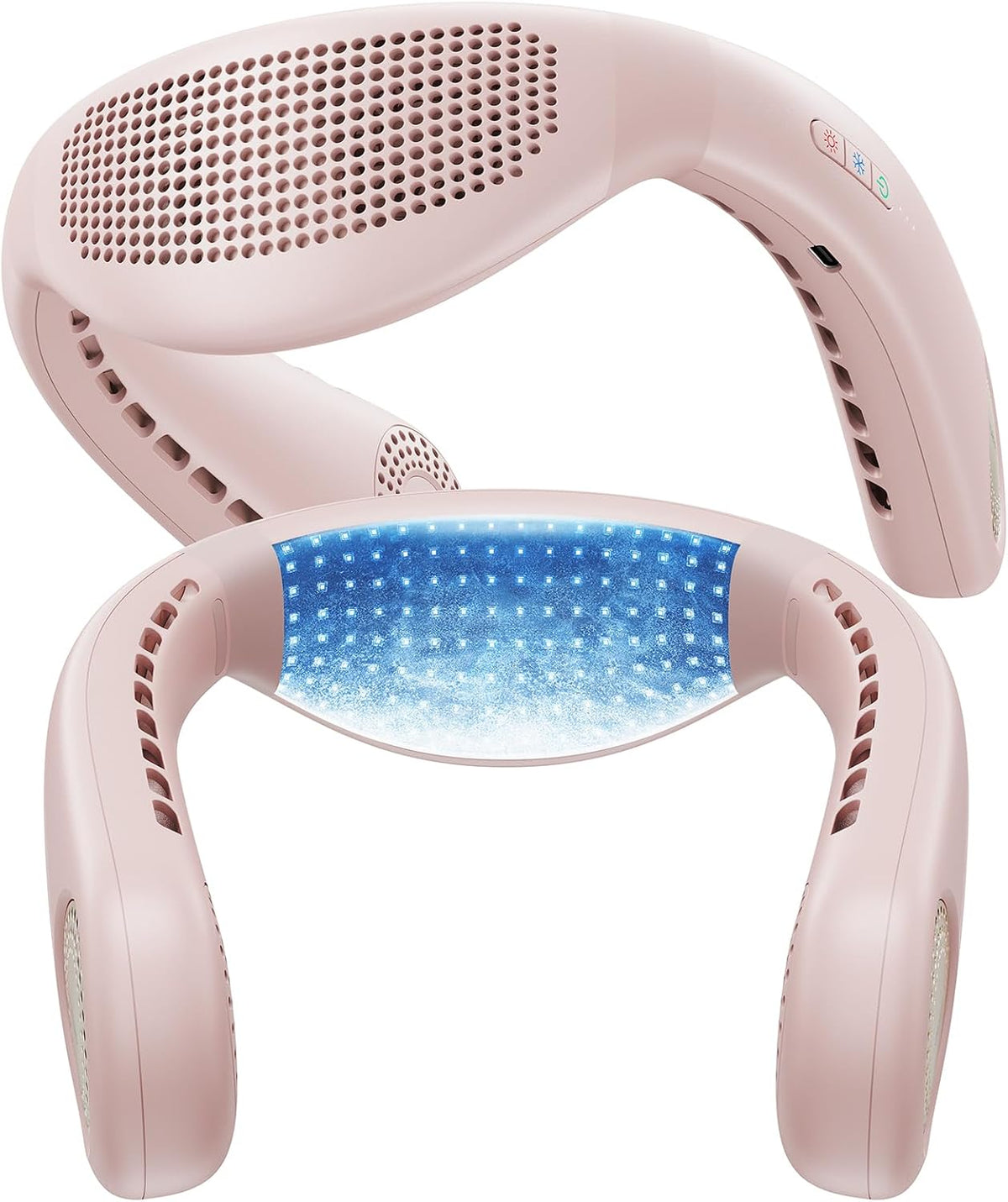 COOLiFY Air 2026 Upgraded Neck Fan Air Conditioner, Ultra-Light Portable Fan Rechargeable, Personal Cooling Neck with 3 Modes Fan/Cooler/Heat for Travel, Camping, Outdoor Gift for Women, Pink
