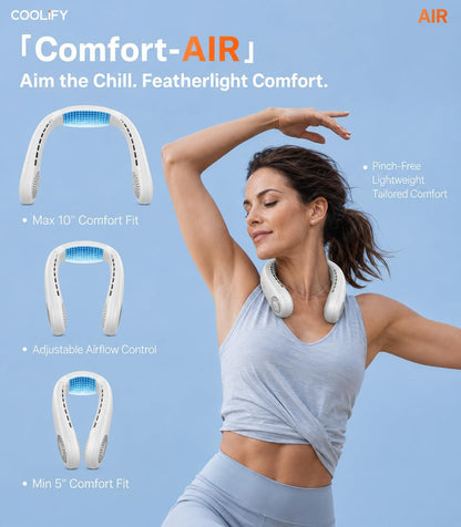 COOLiFY Air 2026 Upgraded Neck Fan Air Conditioner, Ultra-Light Portable Fan Rechargeable, Personal Cooling Neck with 3 Modes Fan/Cooler/Heat for Travel, Camping, Outdoor Gift for Women, Pink