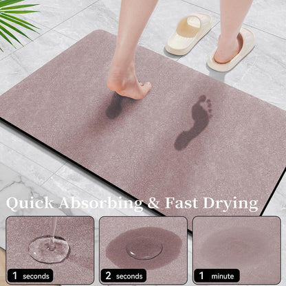 Bath Rugs 24x17-Diatomaceous Earth Stone Bath Mats for Bathroom,Blush Pink
