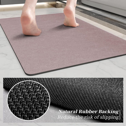 Bath Rugs 24x17-Diatomaceous Earth Stone Bath Mats for Bathroom,Blush Pink