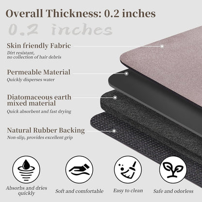 Bath Rugs 24x17-Diatomaceous Earth Stone Bath Mats for Bathroom,Blush Pink