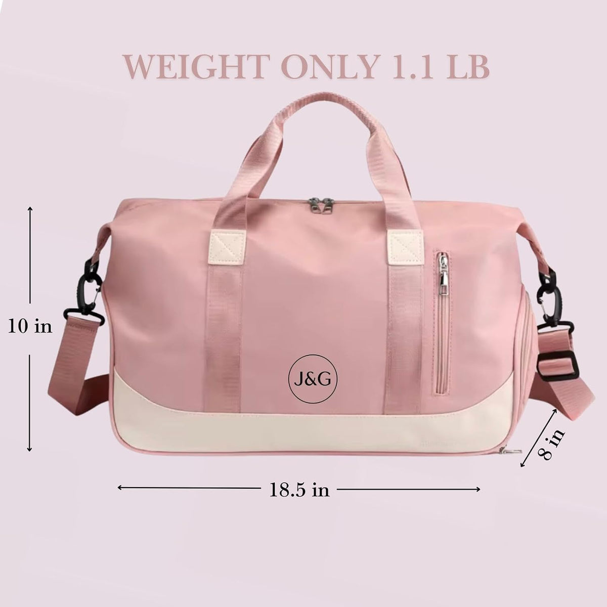 Waterproof Gym Duffel Bag – Lightweight Travel & Sports Bag with Shoe Compartment and Wet Pocket for Men & Women – Carry-On Weekender for Gym, Beach, Trips – 8 Colors (Light Pink)