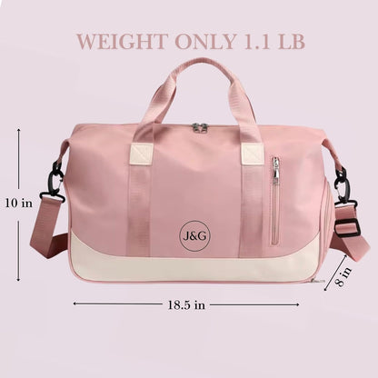 Waterproof Gym Duffel Bag – Lightweight Travel & Sports Bag with Shoe Compartment and Wet Pocket for Men & Women – Carry-On Weekender for Gym, Beach, Trips – 8 Colors (Light Pink)