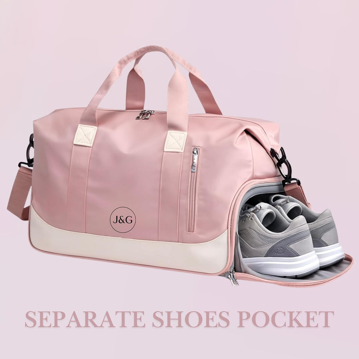 Waterproof Gym Duffel Bag – Lightweight Travel & Sports Bag with Shoe Compartment and Wet Pocket for Men & Women – Carry-On Weekender for Gym, Beach, Trips – 8 Colors (Light Pink)