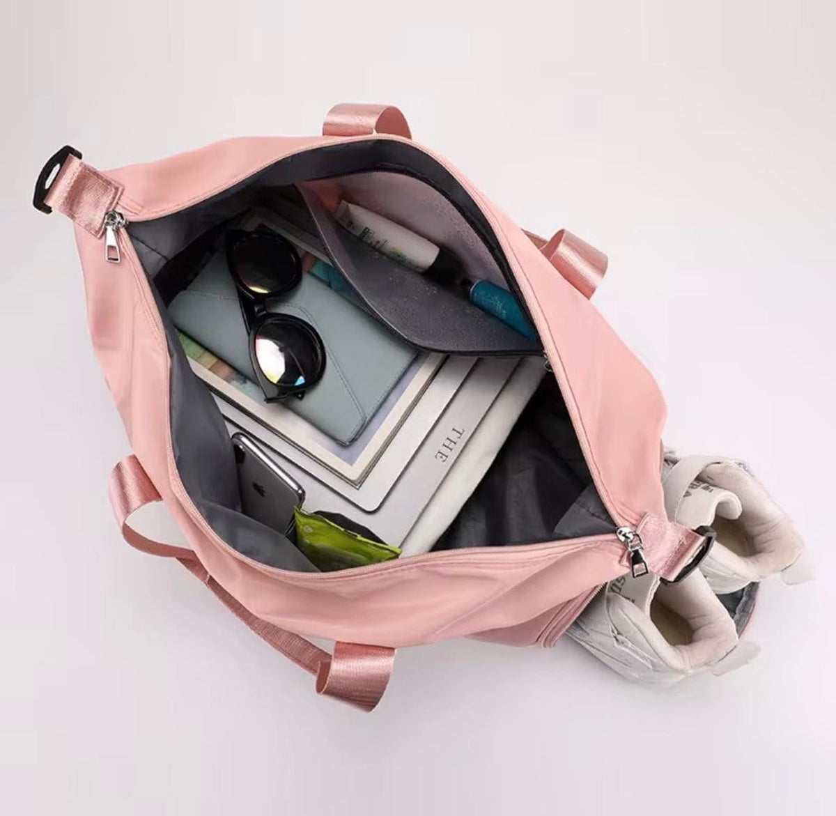 Waterproof Gym Duffel Bag – Lightweight Travel & Sports Bag with Shoe Compartment and Wet Pocket for Men & Women – Carry-On Weekender for Gym, Beach, Trips – 8 Colors (Light Pink)