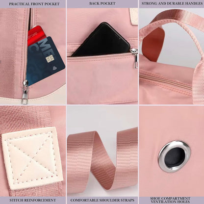 Waterproof Gym Duffel Bag – Lightweight Travel & Sports Bag with Shoe Compartment and Wet Pocket for Men & Women – Carry-On Weekender for Gym, Beach, Trips – 8 Colors (Light Pink)