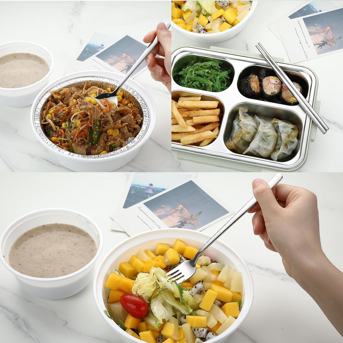 Travel Utensils with Case, 4Pcs Korean Chopsticks Fork and Spoon Set