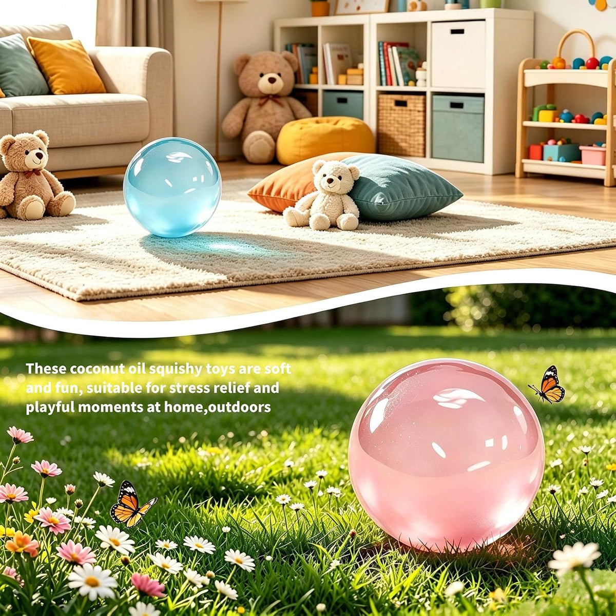 Coconut Oil Squishy,Soft Squishy Coconut Squishy Stress Balls,Slow Rising Stress Relief Toy,Funny Stress Balls for Anxiety Relief & Sensory Calm（Pink）