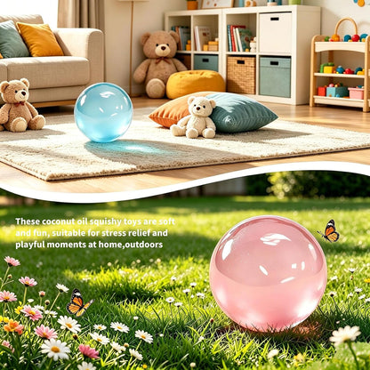 Coconut Oil Squishy,Soft Squishy Coconut Squishy Stress Balls,Slow Rising Stress Relief Toy,Funny Stress Balls for Anxiety Relief & Sensory Calm（Pink）