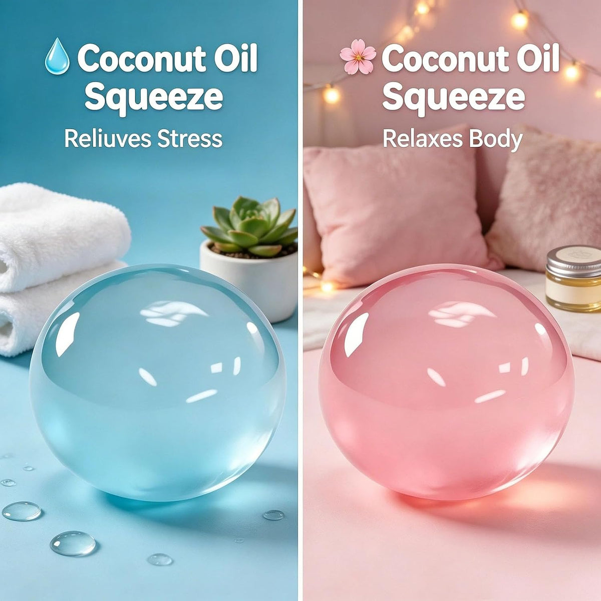 Coconut Oil Squishy,Soft Squishy Coconut Squishy Stress Balls,Slow Rising Stress Relief Toy,Funny Stress Balls for Anxiety Relief & Sensory Calm（Pink）