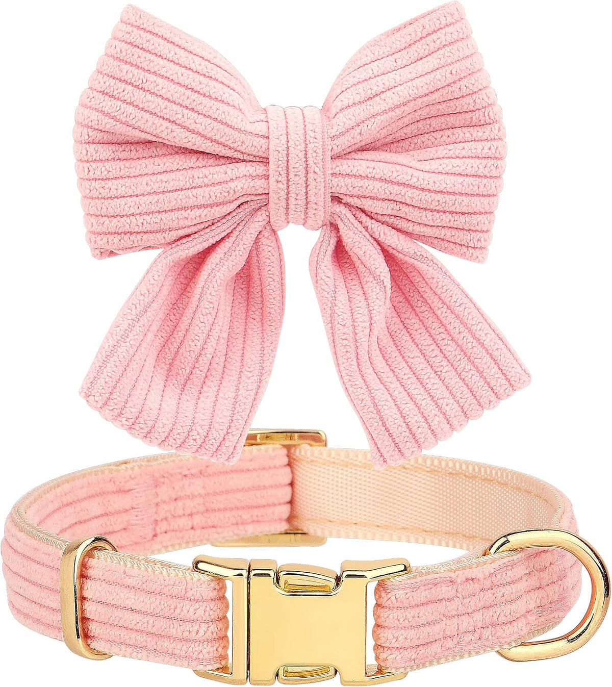 Cute Small Dog Harness Collar and Leash Set with Bowtie, Pink, S