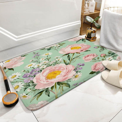 Beautiful Pink Flowers Bathroom Rugs Non Slip Bath Mat Soft Microfiber Super Absorbent Machine Washable Floor Carpet for Shower Tub Bathroom 15.7" x23.6
