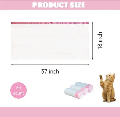 30 Count 37" x 18" Cat Litter Box Liners Large Drawstring Cat Litter Bags Pink Pan Liners for Pet Litter Tray