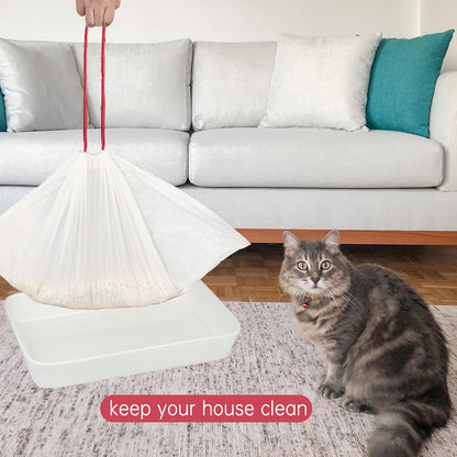 30 Count 37" x 18" Cat Litter Box Liners Large Drawstring Cat Litter Bags Pink Pan Liners for Pet Litter Tray