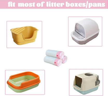 30 Count 37" x 18" Cat Litter Box Liners Large Drawstring Cat Litter Bags Pink Pan Liners for Pet Litter Tray