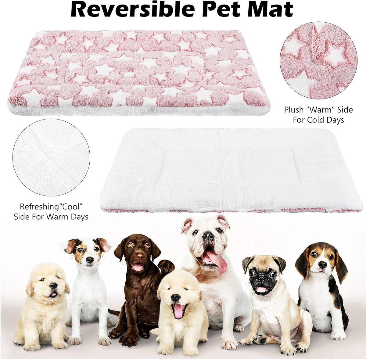 4 Pcs Washable Dog Crate Mat Kennel Pad Replaceable Reversible Pet Bed Pad for Crate Pet, Sleeping Mat for Small, Medium, Large Dog Machine Washable(16.14 x 24 x 1.6 Inch, Pink)