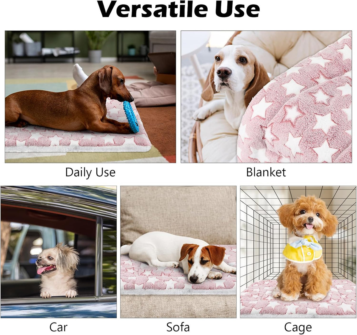 4 Pcs Washable Dog Crate Mat Kennel Pad Replaceable Reversible Pet Bed Pad for Crate Pet, Sleeping Mat for Small, Medium, Large Dog Machine Washable(16.14 x 24 x 1.6 Inch, Pink)