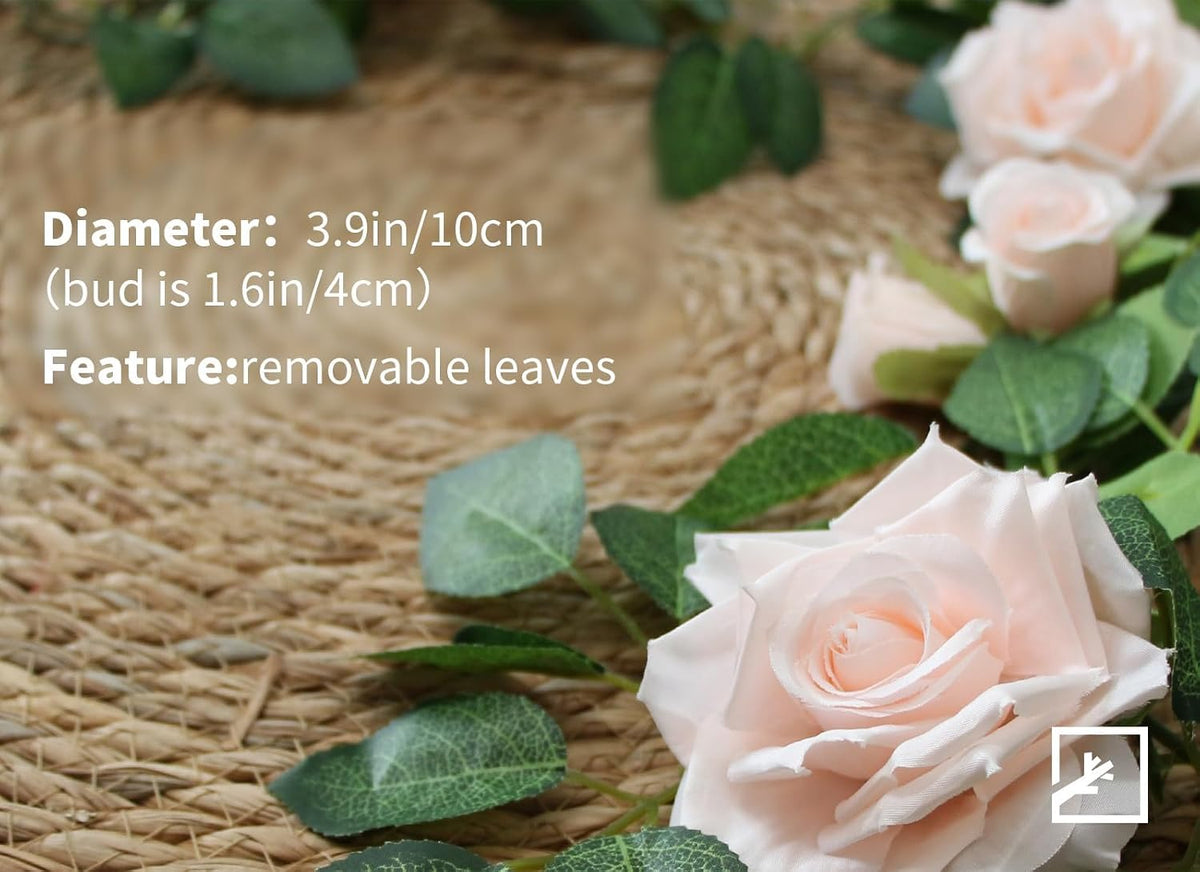 5Pcs 34FT Flower Garland Pink Artificial Rose Vine Wedding Home Decor