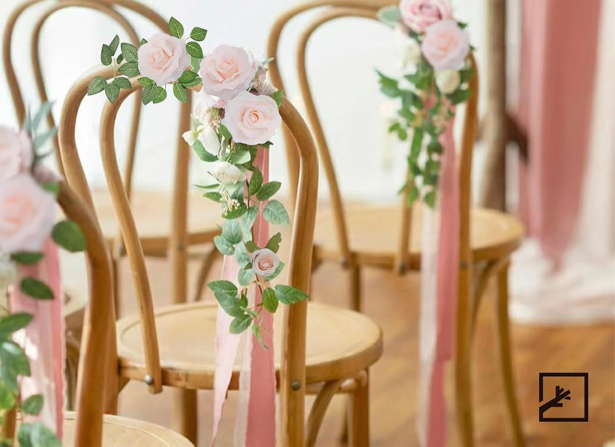 5Pcs 34FT Flower Garland Pink Artificial Rose Vine Wedding Home Decor