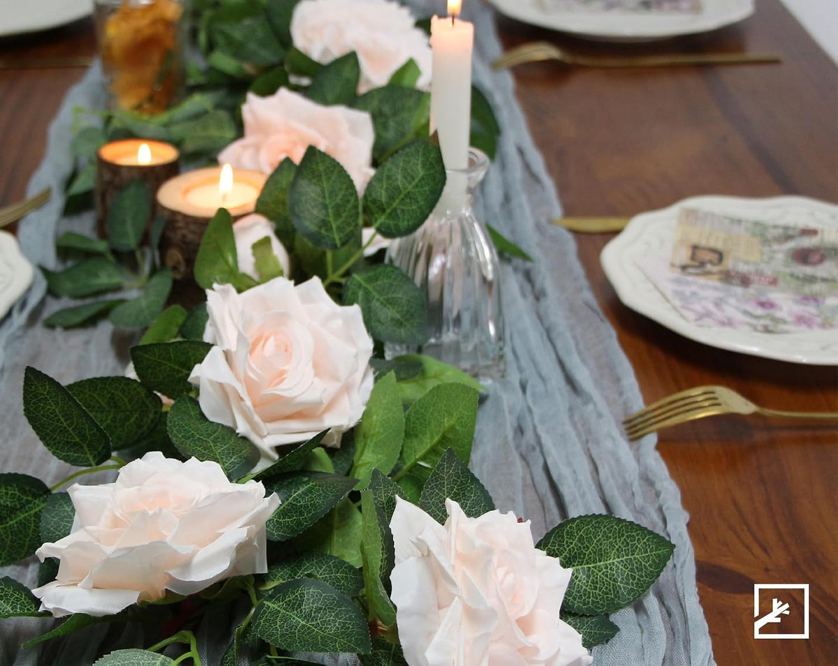 5Pcs 34FT Flower Garland Pink Artificial Rose Vine Wedding Home Decor