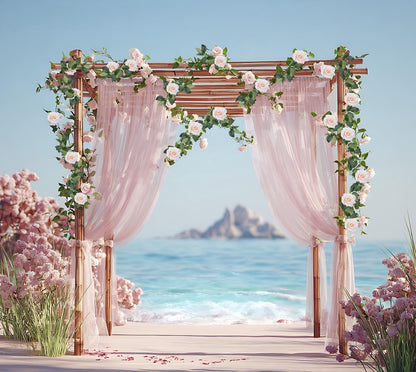 5Pcs 34FT Flower Garland Pink Artificial Rose Vine Wedding Home Decor