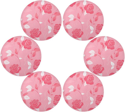 Floral Pattern Rose Peach Decorative placemat Round for Spring placemats Waterproof tapetes para mesa de comedor redondos 15.4x15.4in Set of 6