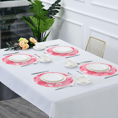 Floral Pattern Rose Peach Decorative placemat Round for Spring placemats Waterproof tapetes para mesa de comedor redondos 15.4x15.4in Set of 6