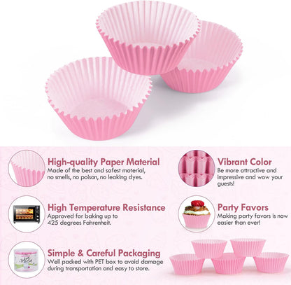 Pink Cupcake Liners Standard Non-stick Muffin Baking Cups 100pcs