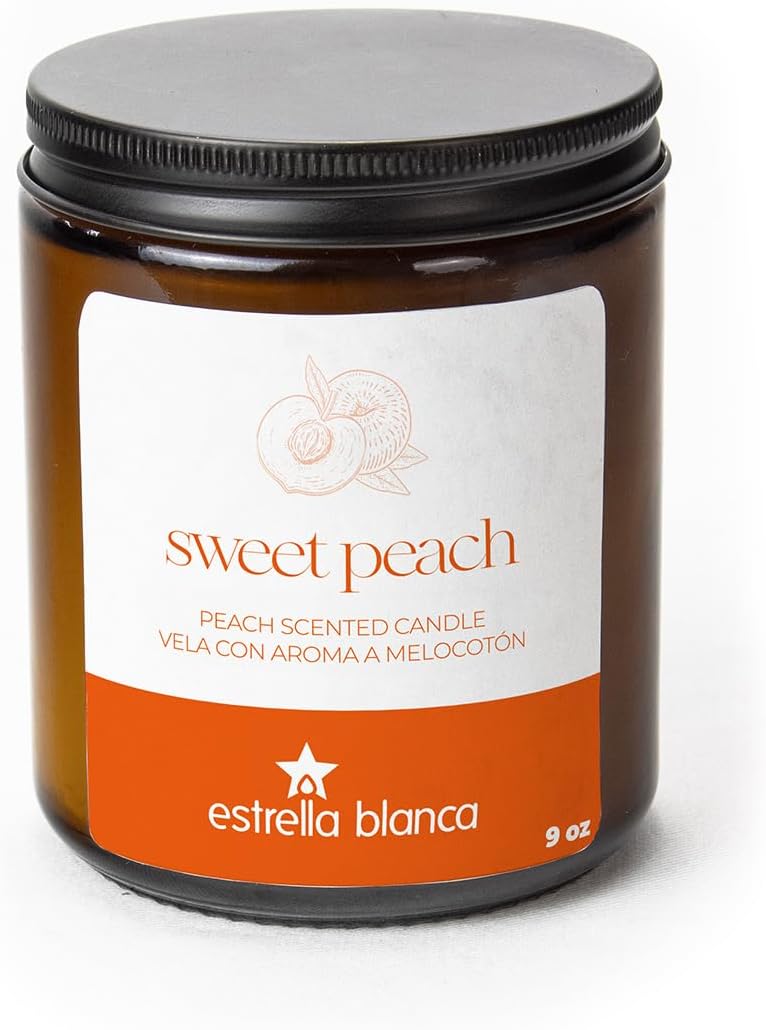 Sweet Peach Candle, 9oz Soy Wax, Scented Candle Gift