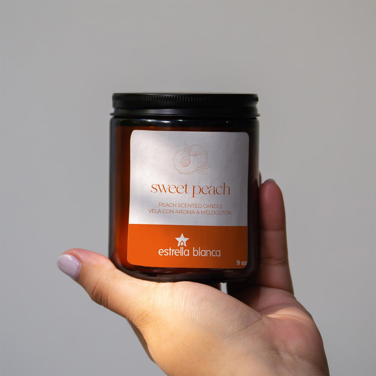 Sweet Peach Candle, 9oz Soy Wax, Scented Candle Gift