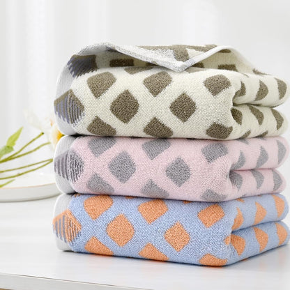 Hand Towel Set of 2 Super Soft Highly Absorbent Modern Gradient Square Pattern Design 100% Cotton Face Towels Quick Dry Hand Towels for Bathroom Decor 13 x 29 Inch(Pink & Grey)