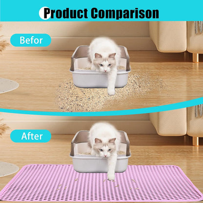 Cat Litter Mat 30"x24", Double Layer Waterproof Litterbox Mat, Pink