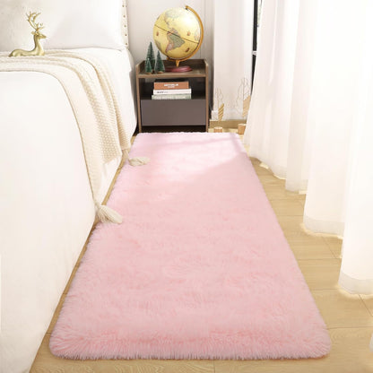 Runner Rug 2x6 Fluffy Pink Rug Runner for Girls Bedroom Living Room