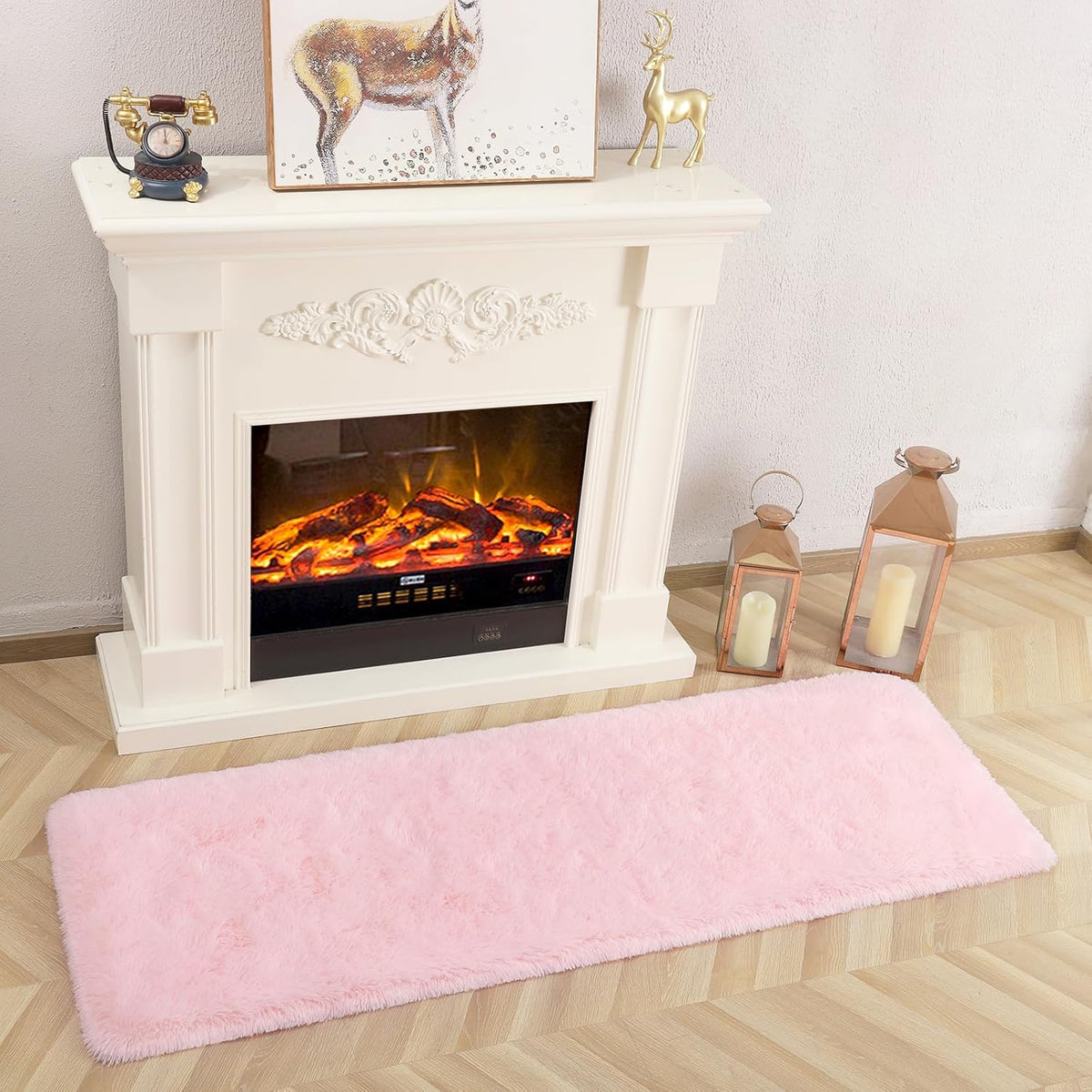 Runner Rug 2x6 Fluffy Pink Rug Runner for Girls Bedroom Living Room