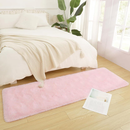 Runner Rug 2x6 Fluffy Pink Rug Runner for Girls Bedroom Living Room