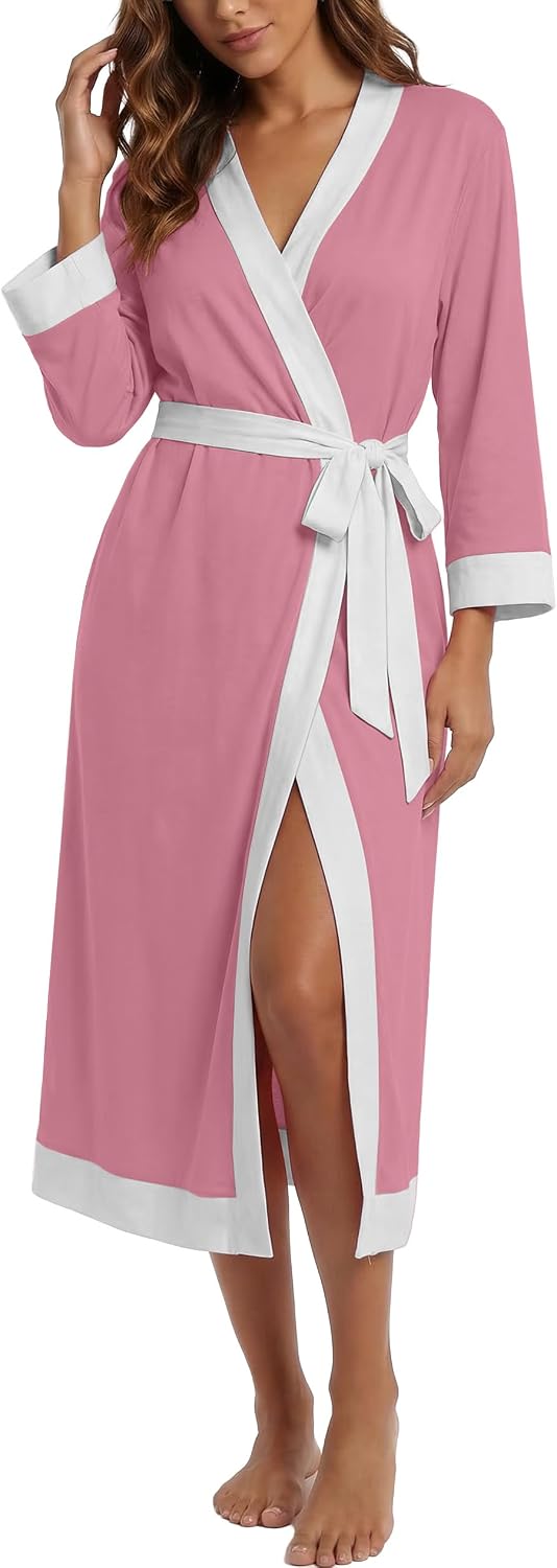 Robes for Women Long Soft Robe Lightweight Bathrobe S-2XL