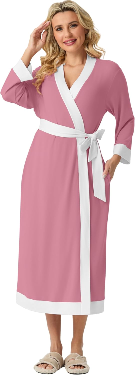 Robes for Women Long Soft Robe Lightweight Bathrobe S-2XL