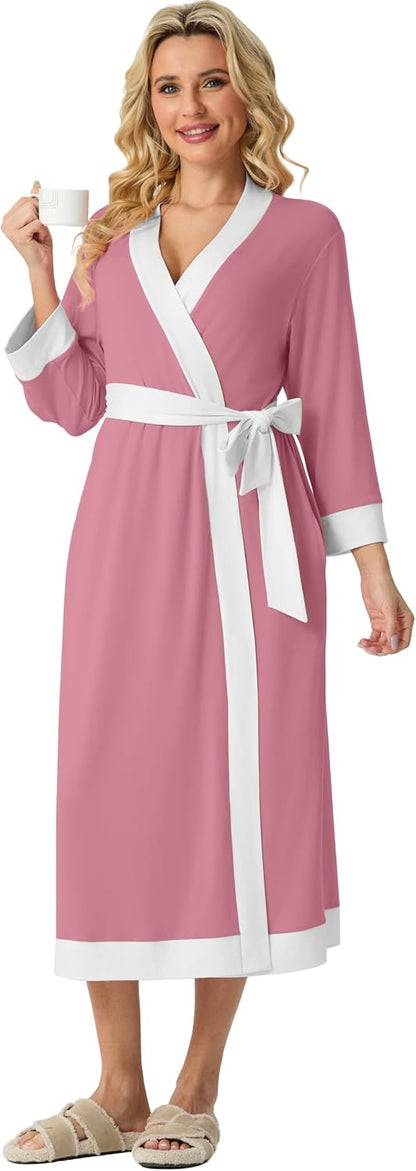 Robes for Women Long Soft Robe Lightweight Bathrobe S-2XL