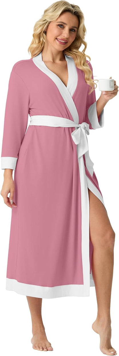 Robes for Women Long Soft Robe Lightweight Bathrobe S-2XL