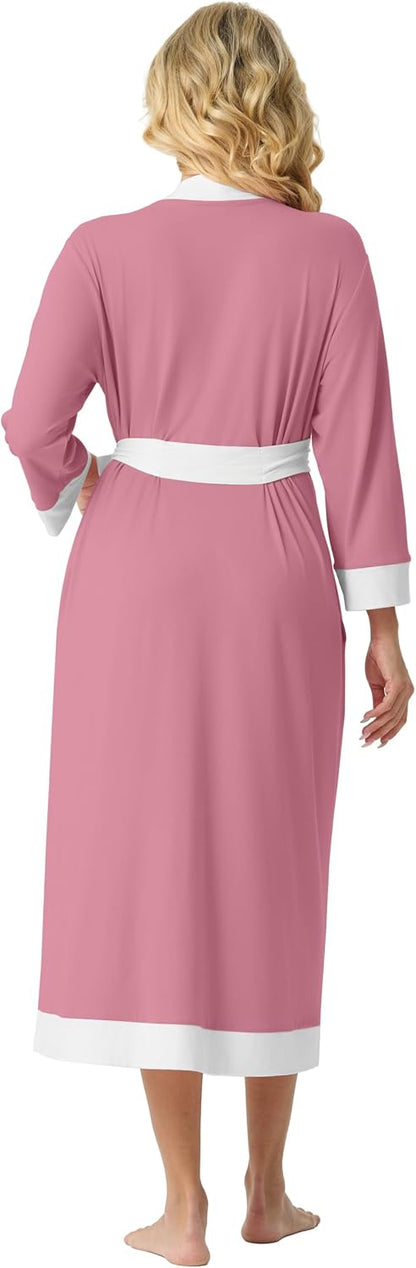 Robes for Women Long Soft Robe Lightweight Bathrobe S-2XL