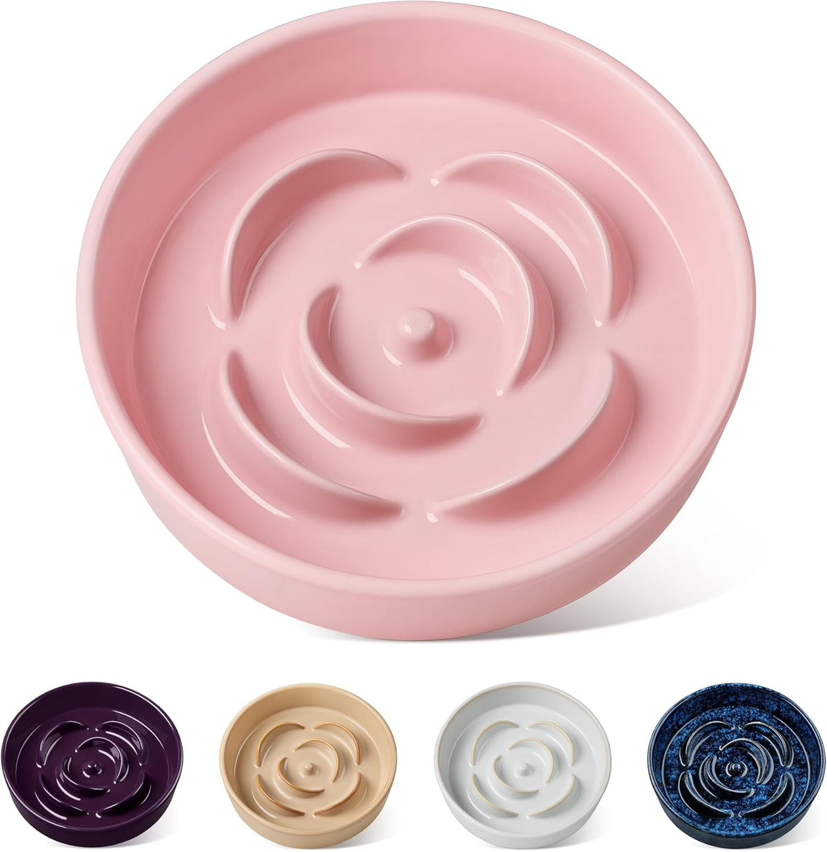 Ceramic Slow Feeder Dog Bowl, 0.6 Cup Puzzle Dish for Small Breeds