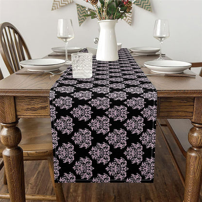 Pink Damask Table Runner Luxurious Elegant Flower Pattern Table Runners for Kitchen Dining Room European Baroque Rococo Style Dresser Runners for Home Party Decor 60x13 Inch