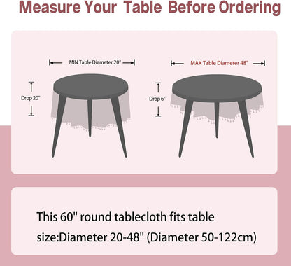 Pink Gingham Round Tablecloth 60 Inch, Checkered Circle Table Cloth Washable Wrinkle Free, Cotton Linen Buffalo Plaid Table Cover for Picnic Kitchen Dining Room
