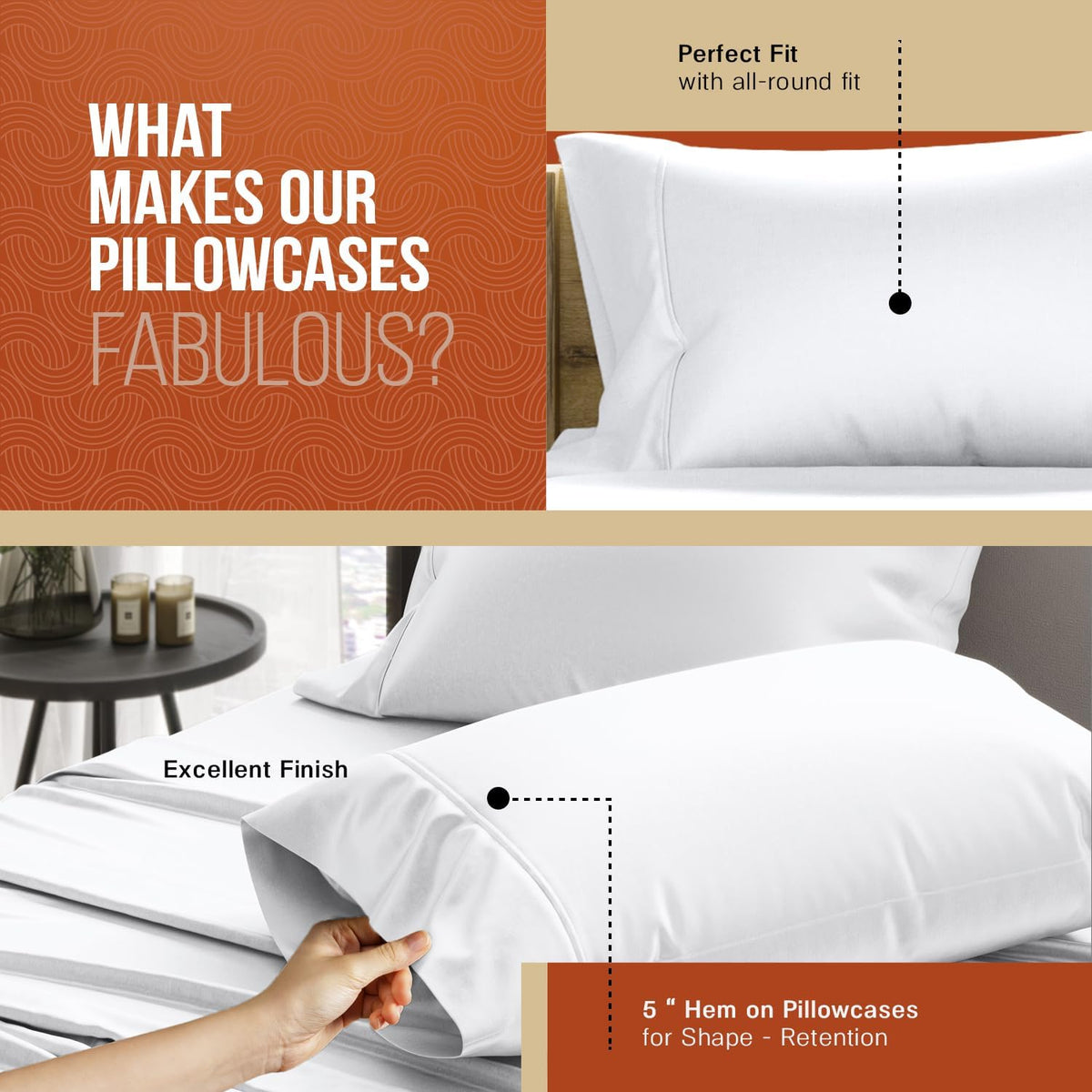 . 600 Series Egyptian Cotton Queen Pillow Cases Set of 2